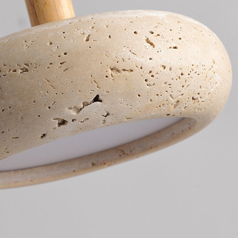 Traditionelle japanische Kuppel Holz Stein LED Pendelleuchte für Wohnzimmer 