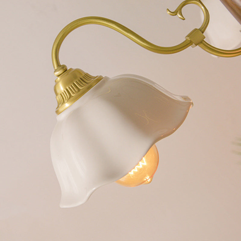 Traditionelle japanische Trommel Holz Kupfer Keramik 3/5-Licht Kronleuchter für Wohnzimmer 