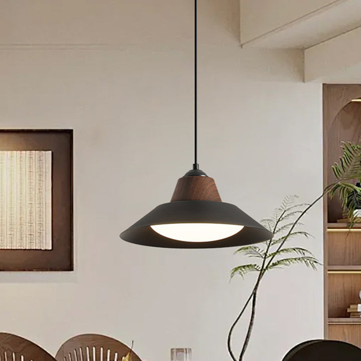 Suspension Luminaire Contemporain Nordique Rond en Fer à 1 Lumière pour Salon 