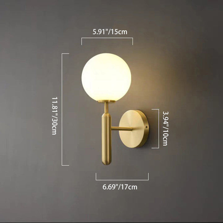 Applique murale contemporaine scandinave en verre et cuivre à 1 lumière pour salon 