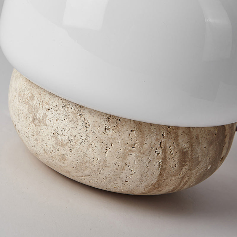Lámpara de Mesa de 1 Luz con Vidrio de Piedra Cilíndrica Tradicional Japonesa para Sala de Estar 