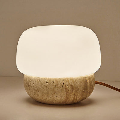 Lámpara de Mesa de 1 Luz con Vidrio de Piedra Cilíndrica Tradicional Japonesa para Sala de Estar 