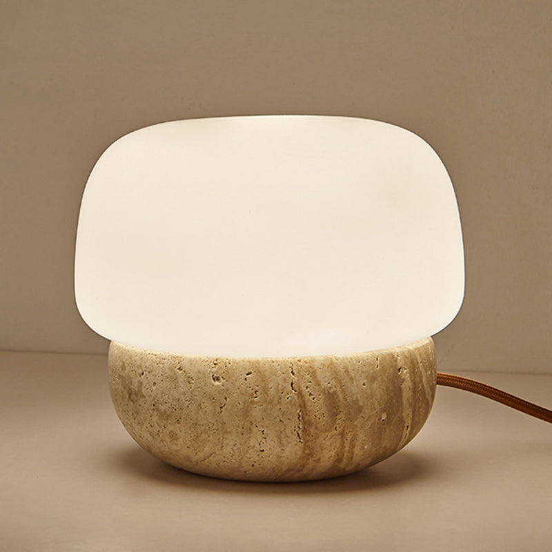 Lámpara de Mesa de 1 Luz con Vidrio de Piedra Cilíndrica Tradicional Japonesa para Sala de Estar 