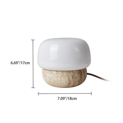 Lámpara de Mesa de 1 Luz con Vidrio de Piedra Cilíndrica Tradicional Japonesa para Sala de Estar 
