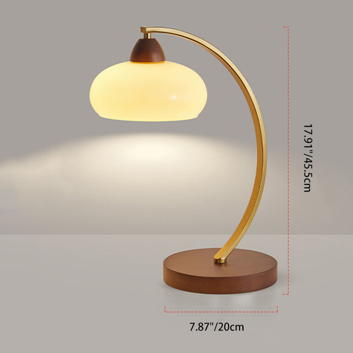 Traditionelle Vintage Runde Holz Eisen Glas 1-Licht Tischlampe Für Wohnzimmer 