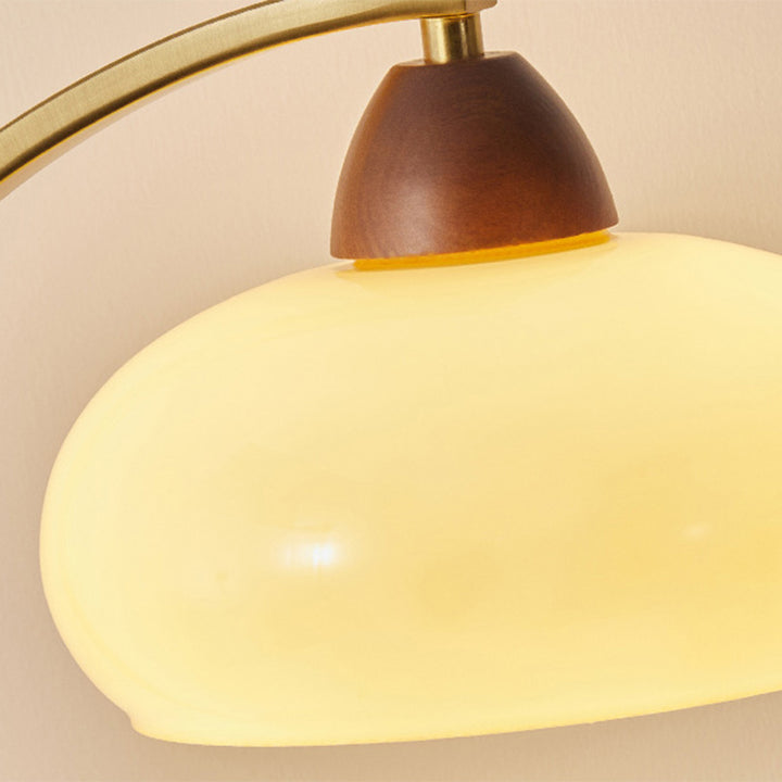 Traditionelle Vintage Runde Holz Eisen Glas 1-Licht Tischlampe Für Wohnzimmer 