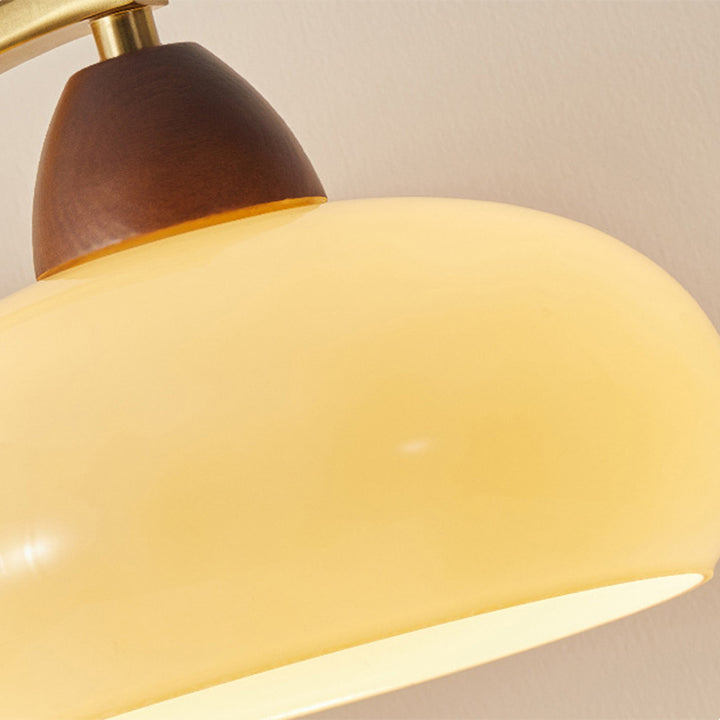 Traditionelle Vintage Runde Holz Eisen Glas 1-Licht Tischlampe Für Wohnzimmer 