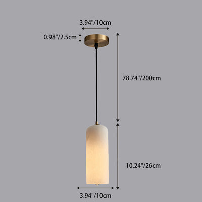 Contemporary Luxury Cylinder Copper Stone 1-Light Pendant Light For Living Room
