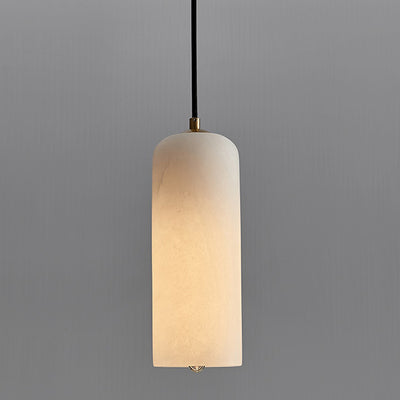 Contemporary Luxury Cylinder Copper Stone 1-Light Pendant Light For Living Room