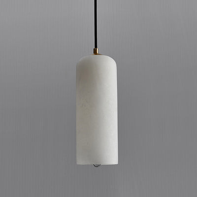 Contemporary Luxury Cylinder Copper Stone 1-Light Pendant Light For Living Room