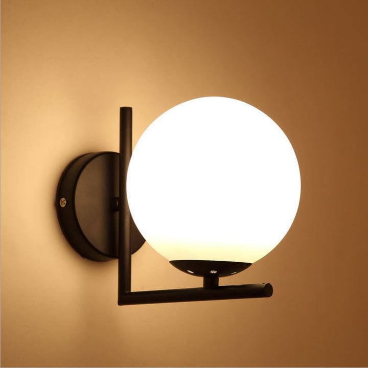 Contemporary Scandinavian Globe Iron Glass 1-Light Wall Sconce Lamp For Living Room