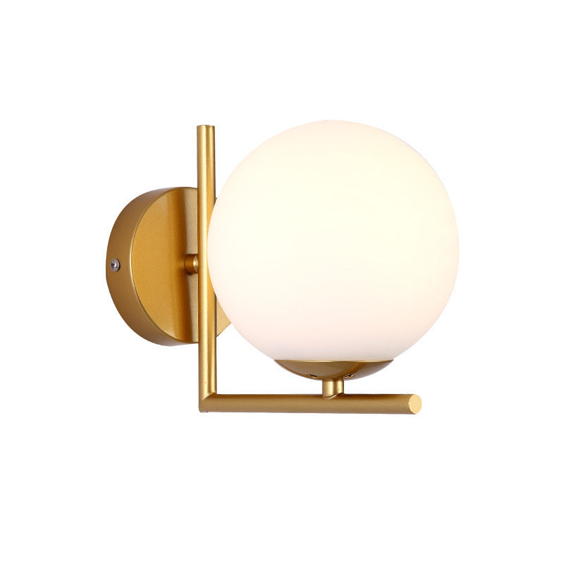 Contemporary Scandinavian Globe Iron Glass 1-Light Wall Sconce Lamp For Living Room
