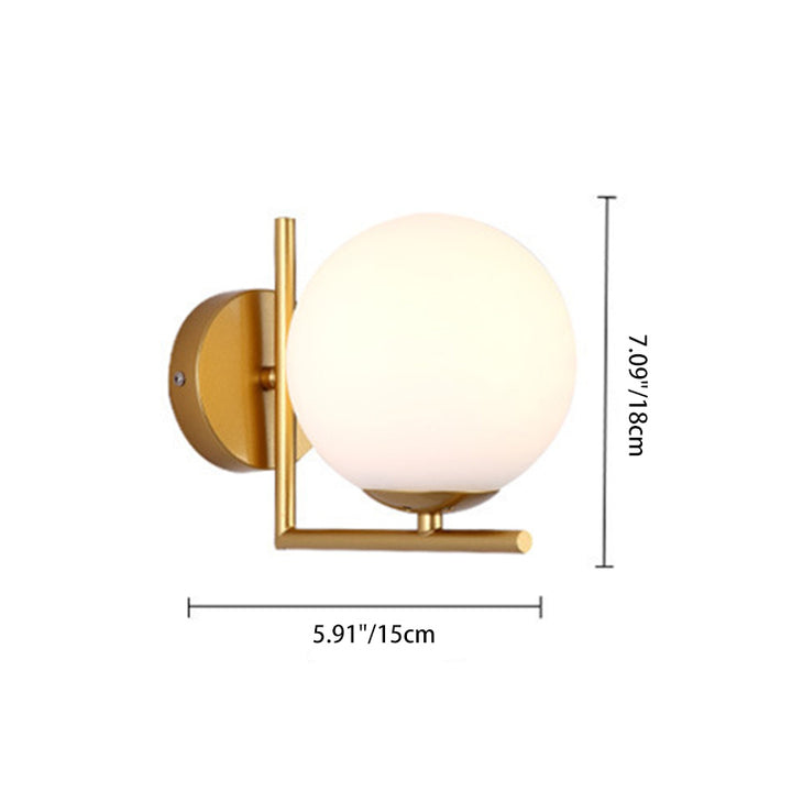 Contemporary Scandinavian Globe Iron Glass 1-Light Wall Sconce Lamp For Living Room