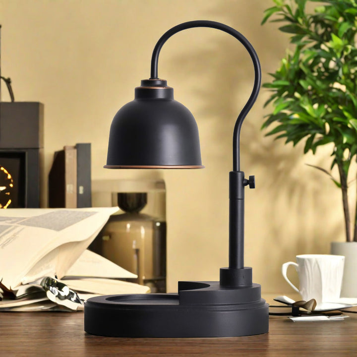 Moderne minimalistische Kuppel Holz Eisen 1-Licht Schmelzwachs Tischlampe für Wohnzimmer 