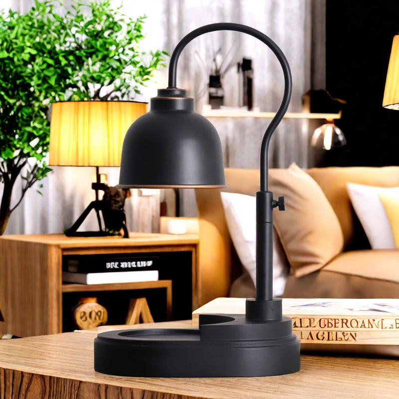 Moderne minimalistische Kuppel Holz Eisen 1-Licht Schmelzwachs Tischlampe für Wohnzimmer 