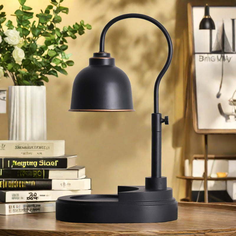 Moderne minimalistische Kuppel Holz Eisen 1-Licht Schmelzwachs Tischlampe für Wohnzimmer 