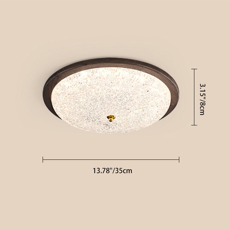 Luz de techo empotrada LED redonda de resina de madera retro contemporánea para sala de estar 