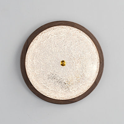 Luz de techo empotrada LED redonda de resina de madera retro contemporánea para sala de estar 