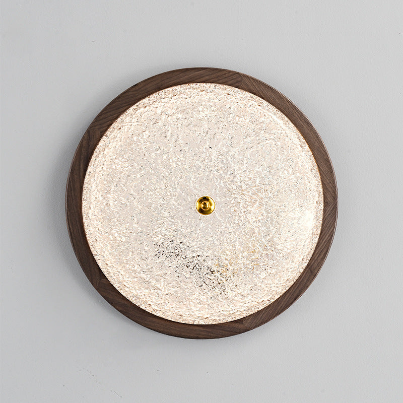 Luz de techo empotrada LED redonda de resina de madera retro contemporánea para sala de estar 