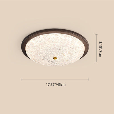 Luz de techo empotrada LED redonda de resina de madera retro contemporánea para sala de estar 