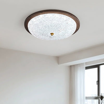 Luz de techo empotrada LED redonda de resina de madera retro contemporánea para sala de estar 