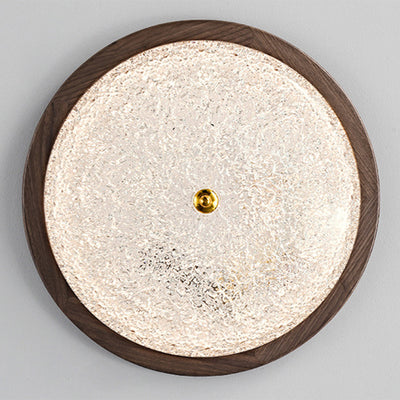 Luz de techo empotrada LED redonda de resina de madera retro contemporánea para sala de estar 