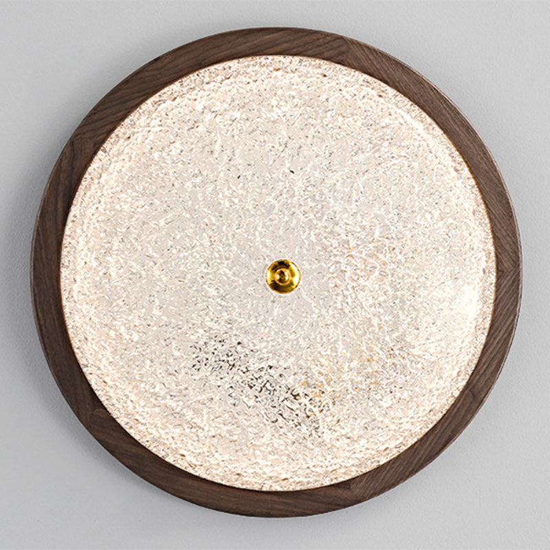 Luz de techo empotrada LED redonda de resina de madera retro contemporánea para sala de estar 