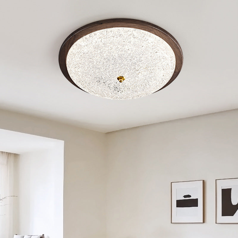 Luz de techo empotrada LED redonda de resina de madera retro contemporánea para sala de estar 