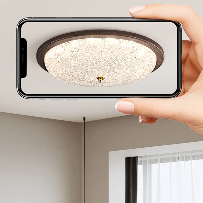 Luz de techo empotrada LED redonda de resina de madera retro contemporánea para sala de estar 