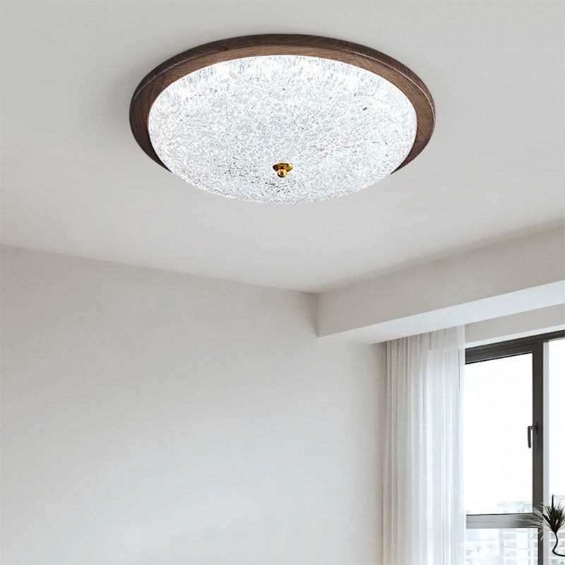 Luz de techo empotrada LED redonda de resina de madera retro contemporánea para sala de estar 