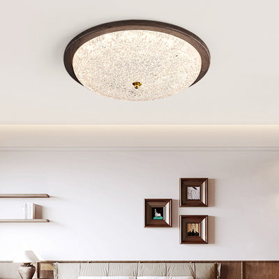 Luz de techo empotrada LED redonda de resina de madera retro contemporánea para sala de estar 