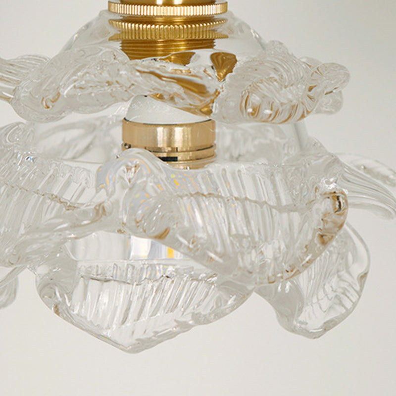 Luz de Techo Empotrada de 1 Luz con Vidrio de Cobre y Flor Tradicional Francesa para Sala de Estar 