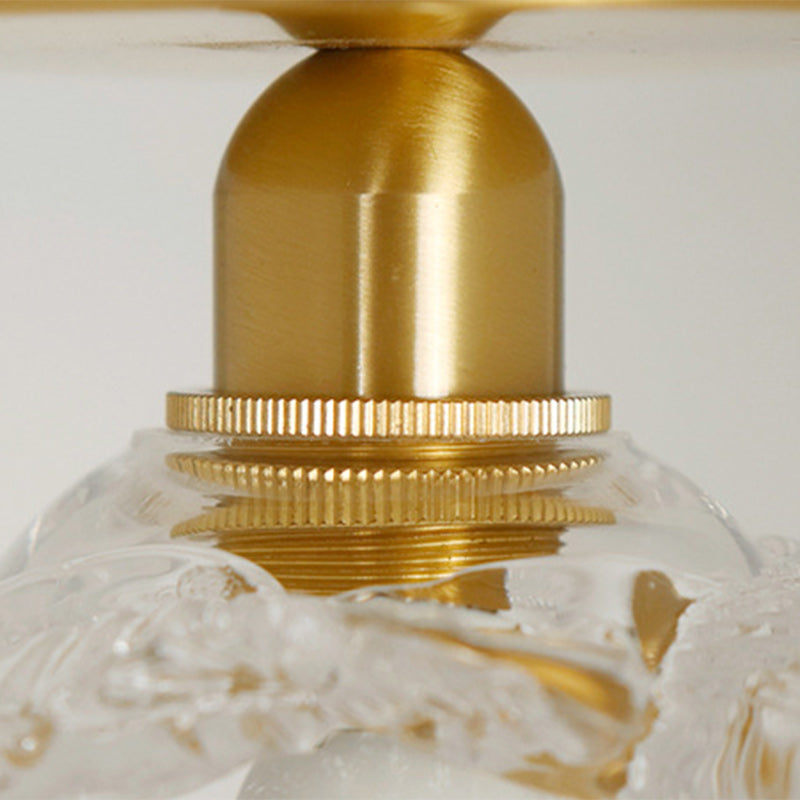 Luz de Techo Empotrada de 1 Luz con Vidrio de Cobre y Flor Tradicional Francesa para Sala de Estar 