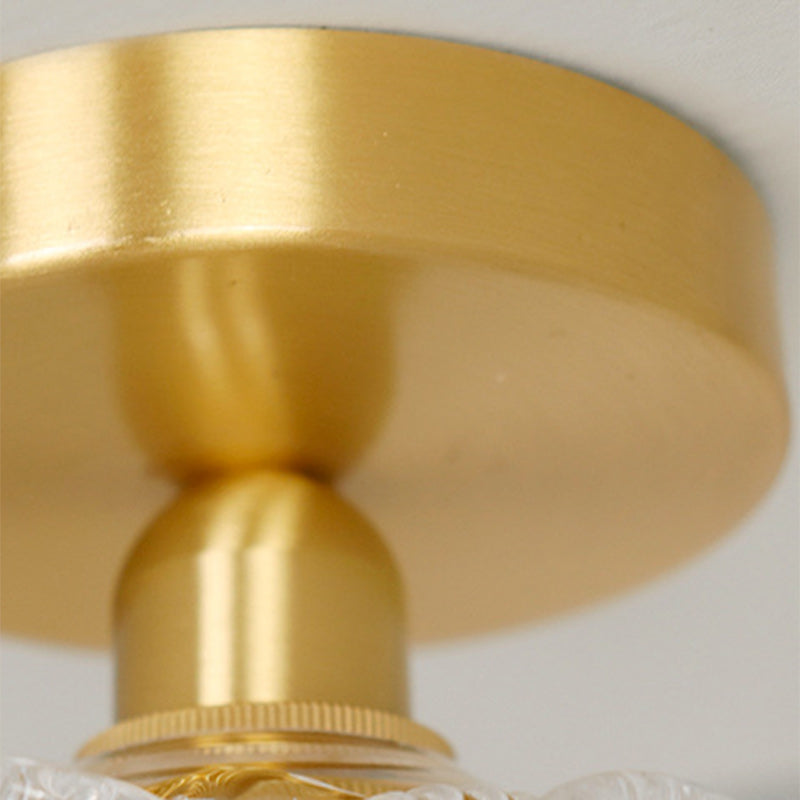 Luz de Techo Empotrada de 1 Luz con Vidrio de Cobre y Flor Tradicional Francesa para Sala de Estar 