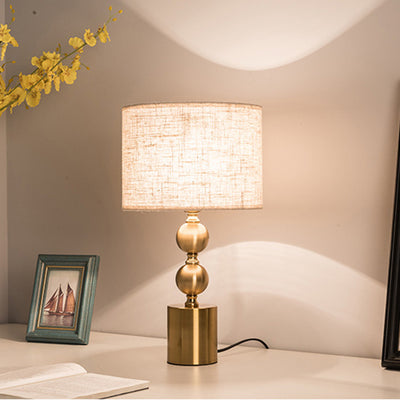 Contemporary Luxury Cylinder Iron Fabric 1-Light Table Lamp For Living Room