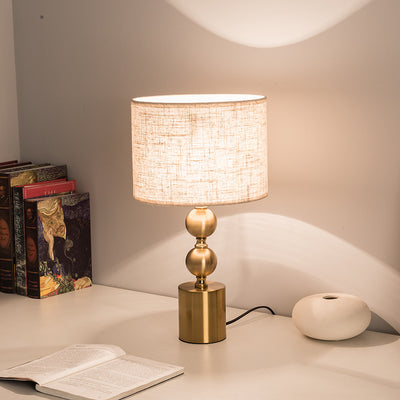 Contemporary Luxury Cylinder Iron Fabric 1-Light Table Lamp For Living Room