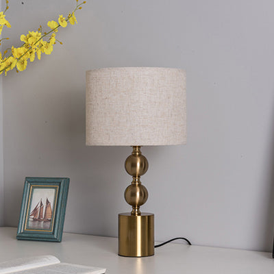 Contemporary Luxury Cylinder Iron Fabric 1-Light Table Lamp For Living Room