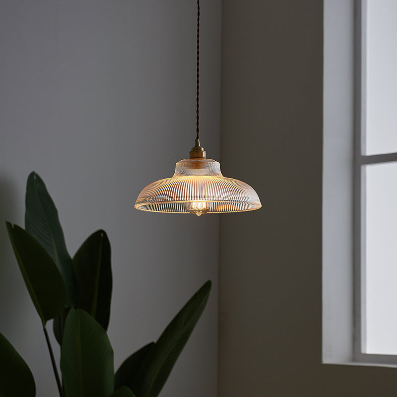 Suspension Luminaire Traditionnel Vintage Rond en Verre et Fer à 1 Ampoule Pour Salon 