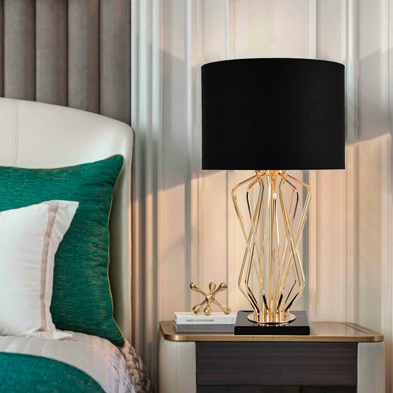Contemporary Luxury Cylinder Iron Fabric 1-Light Table Lamp For Living Room