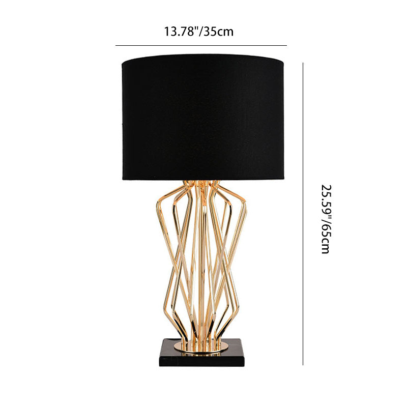 Contemporary Luxury Cylinder Iron Fabric 1-Light Table Lamp For Living Room