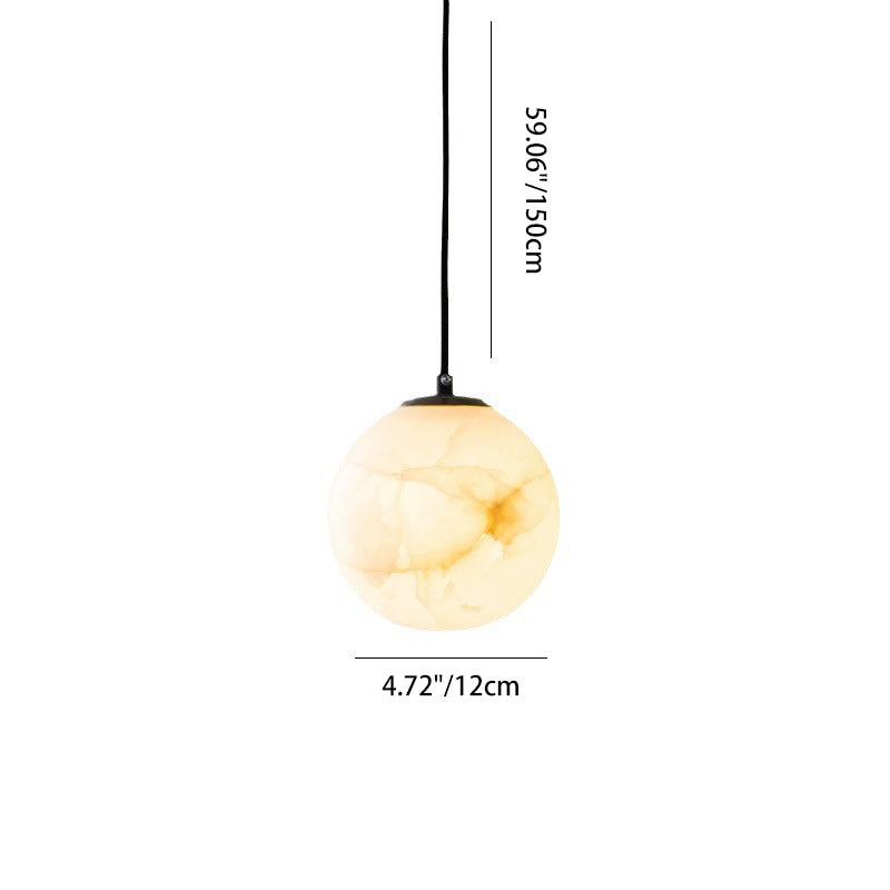 Contemporary Nordic Globe Copper Stone 1-Light Pendant Light For Living Room