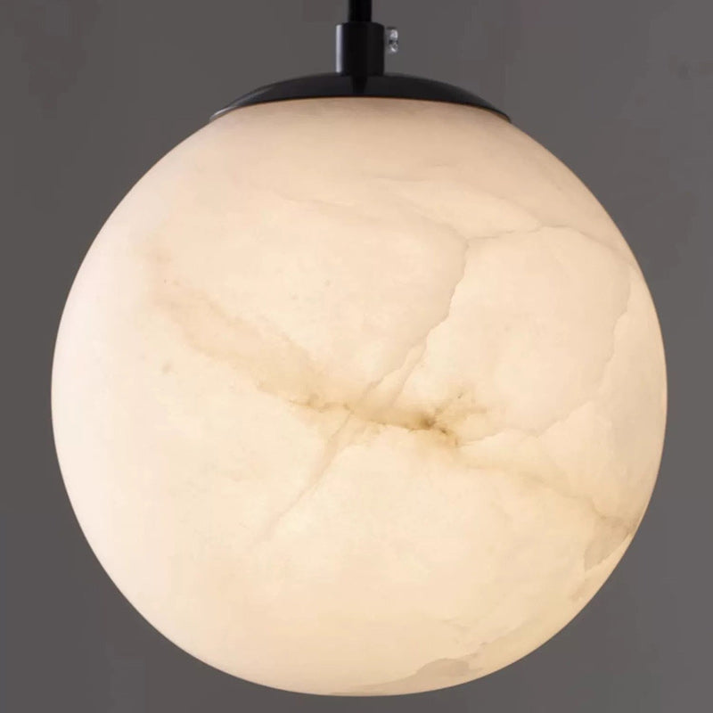 Contemporary Nordic Globe Copper Stone 1-Light Pendant Light For Living Room