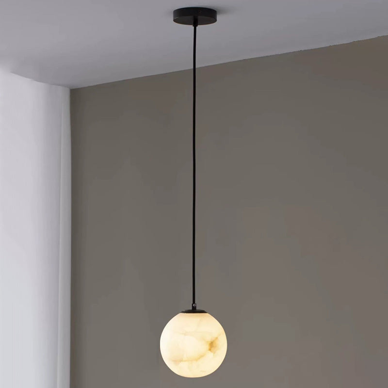 Contemporary Nordic Globe Copper Stone 1-Light Pendant Light For Living Room