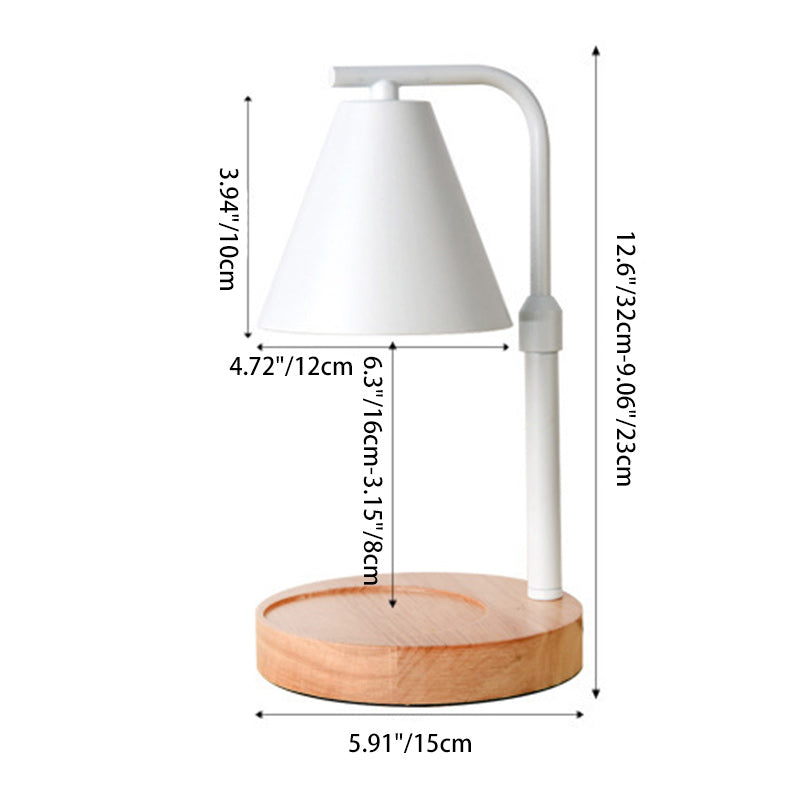Zeitgenössische kreative Kegel Holz Eisen 1-Licht schmelzende Wachs Tischlampe für Wohnzimmer 