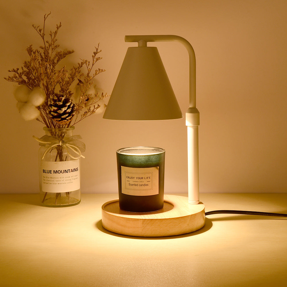 Zeitgenössische kreative Kegel Holz Eisen 1-Licht schmelzende Wachs Tischlampe für Wohnzimmer 
