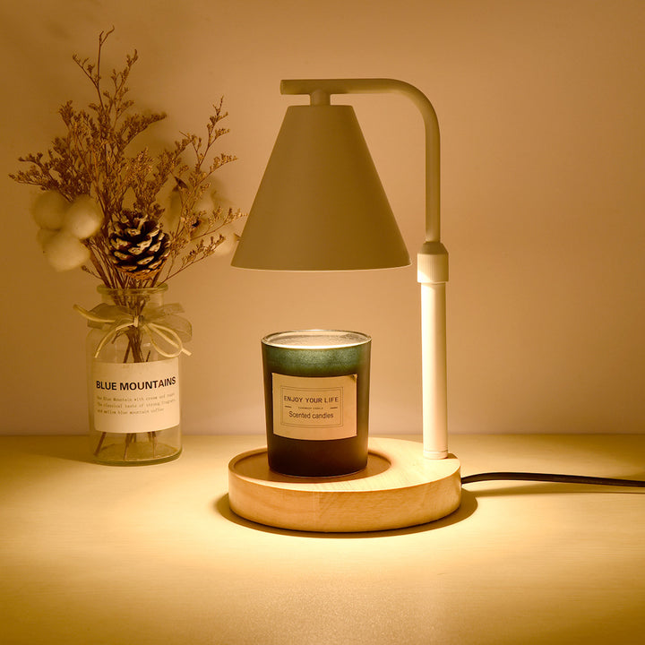 Zeitgenössische kreative Kegel Holz Eisen 1-Licht schmelzende Wachs Tischlampe für Wohnzimmer 