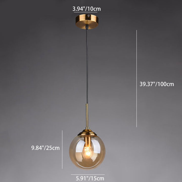 Zeitgenössische skandinavische Globe Eisen Glas 1-Licht Pendelleuchte für Wohnzimmer 