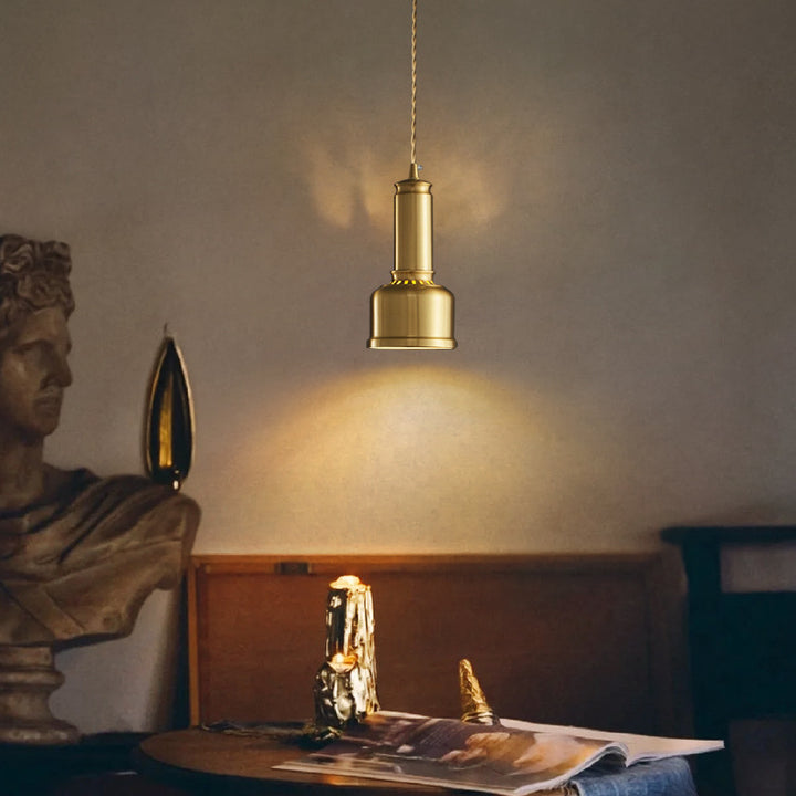 Suspension Vintage Traditionnelle Cylindre Cuivre 1 Lumière Pour Salon 