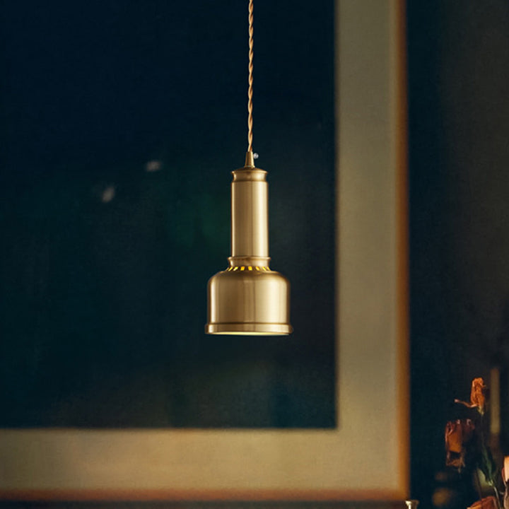 Suspension Vintage Traditionnelle Cylindre Cuivre 1 Lumière Pour Salon 