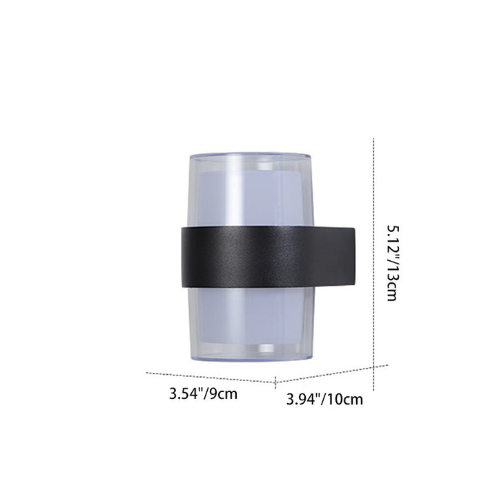 Moderne minimalistische Zylinder Aluminium Acryl LED Wandleuchte für den Garten 